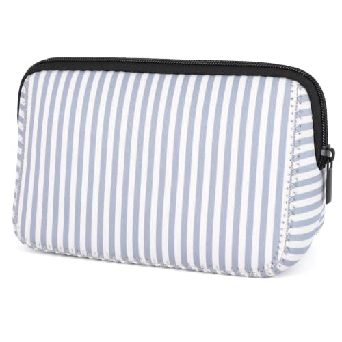 AJLTPA Waterproof Neoprene Cosmetic Bag, Blue Stripe