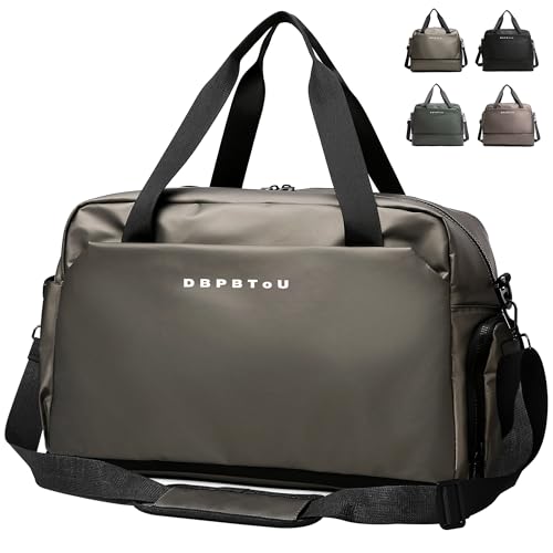 DBPBToU Sporttasche Damen Herren, Reisetasche mit Schuhfach und Nassfach, Expandierbare Reisetasche am Boden, wasserdichte Weekender Bag Handgepäck Tasche (Champagner)