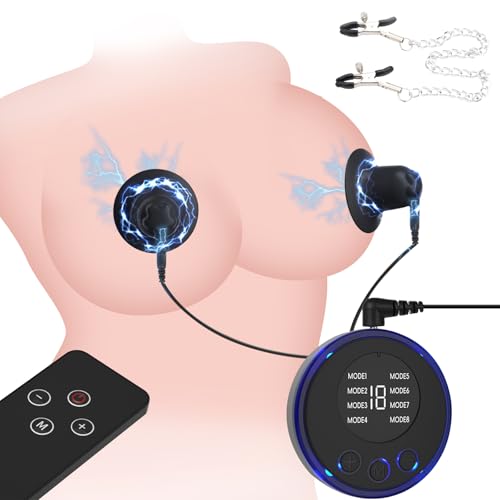BDSMYEE Elektroschock Nippelsauger Brustwarzen,Estim für Frau mit 19 Modi,BDSMs Spielzeug hart,SM Sexspielzeug extreme Paare,BDSMs Spielzeug extrem für Frauen (Schwarz)
