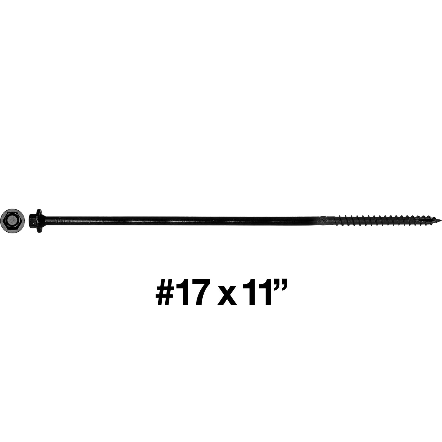 #17 X 11 Heavy Duty Structural Wood Screws - Exterior Coated Heavy Duty Wood Screws- Use for Fastening Ledger Boards, Large Timbers, Logs and More (25 Screw Count)