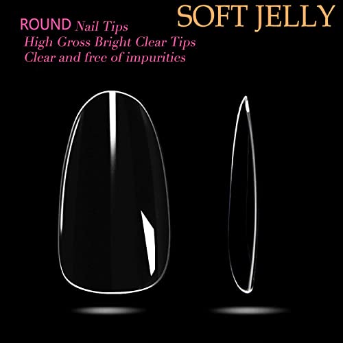 Una Gella Round Almond Fake Nails Clear Medium 216 Pcs Oval Nail Tips Almond Oval Press On Nails For Full Cover Acrylic Almond Oval Nails French False Nails 12 Sizes False Soft Gel Tips #TOP5