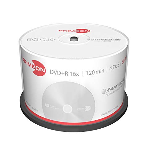 PRIMEON 2761224 DVD en Blanco 4,7 GB DVD+R 50 Pieza(s) - DVD+RW vírgenes (4,7 GB, DVD+R, 50 Pieza(s), 120 min, 16x, Caja para Pastel)