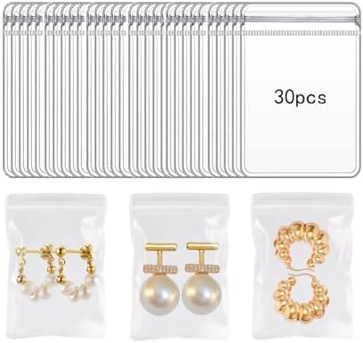 30pcs 2.3"x3.1" Clear Jewelry Organizer Earring Ring Chain Necklace Storage Bags Travel, Anti Tarnish Protect Jewelry (bags only) image 5