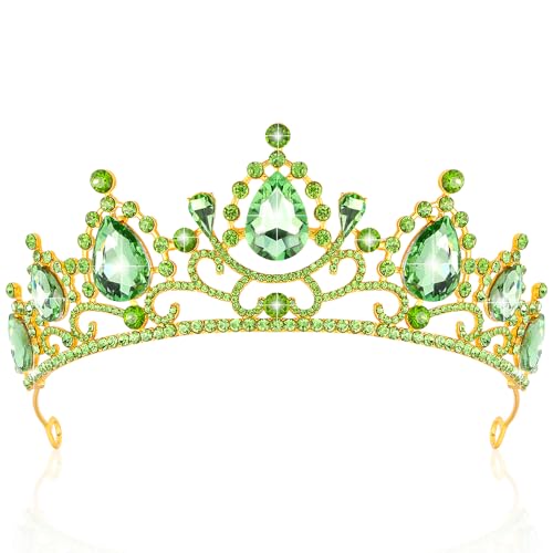 TODDER Princess Crown Green Tiana Crowns Queen Princess Tiaras for Women Girls Hair Accessories for Birthday Party Cosplay Wedding Prom Halloween