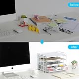 EasyPAG Organizer na Biurko A4 4 Przedziały Metal Siatka,Taca na Czasopisma,Półka na Listy,Stojak na Dokumenty z Szuflad