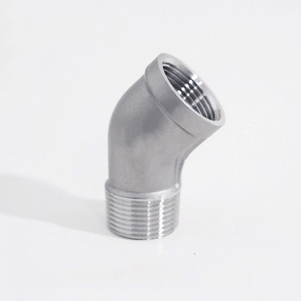 accesorios de conexión de tubería, 1/4 "3/8" 1/2 "3/4" 1 "1-1/4" 1-1/2 "2" BSP hembra a macho conector acodado de 45 grados acoplador conector de tubería de acero inoxidable 304,(0.75 Inch)