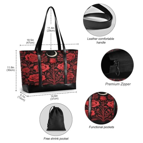 Gothic Red Roses Portable bag for laptop with zipper work purses for Travel Gym Vacation with maletin ejecutivo para mujer4