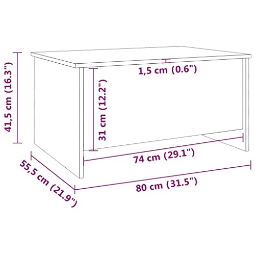 RINDIGOO Coffee Table Concrete Gray 31.5\"x21.9\"x16.3\" Engineered Wood,Versatile Lift Top Coffee Table with Storage for Living Room, Concrete Gray Living Room Furniture, Accent Tables - Thumbnail 2