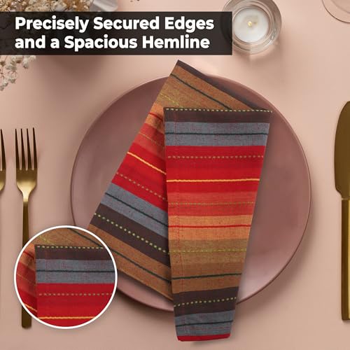 Urban-Villa-DinnerNapkins-Cuisine-Stripes-Cloth-Napkins-Set-of-12-Red-Multi-Color-Dinner-Napkins-20×20-Inches-100-Cotton-Dinner-Napkins-Over-Sized-Cloth-Napkins-with-Mitered-Corners-DinnerNapkins Urban Villa DinnerNapkins Cuisine Stripes Cloth Napkins Set of 12 Red Multi Color Dinner Napkins 20×20 Inches 100 Cotton Dinner Napkins Over Sized Cloth Napkins with Mitered Corners DinnerNapkins