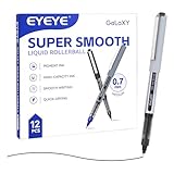EYEYE Black Rollerball Pens 12 Pack 0.7mm Medium Point Fine Tip Pens Quick Dry Liquid Ink Pens Smooth Writing Pens for Journaling Note Taking Office School Supplies