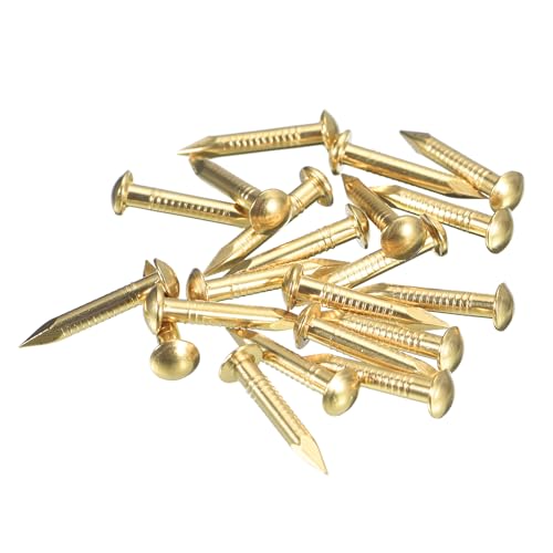 uxcell 20 Pcs Small Tiny Nails 2.8mm x 20mm Clavos pequeños de latón para madera y cajas decorativas miniatura 1