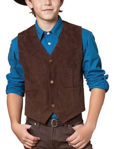 Spring&Gege Boys Suede Sleeveless Suit Vest Western Vintage Cowboy Waistcoat3