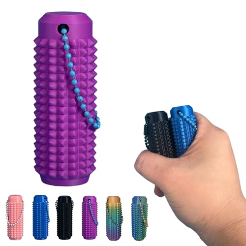 Little Ouchies Fidget, Pocket Mini Fidget Toy, Spiky Grippie Stim Keychain, Venting Key Pendant for Anxiety Relief Positive,Pain Fidget (Purple)