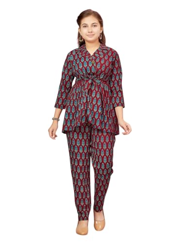 Image of Aarika Girls Blue Colour Cotton Blend Printed Co-ord Set