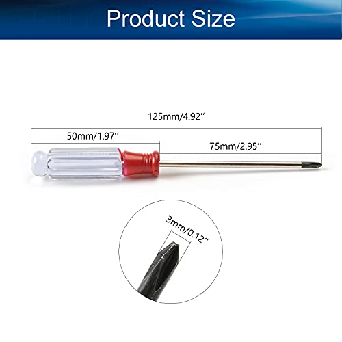 Utoolmart Phillips Screwdriver, 3Mm Magnetic Cross Head Tip Screwdriver, 75Mm 45# Steel Shaft, With 50Mm Plastic Handle, For Repair Home Improvement Craft, 1 Pcs #TOP1