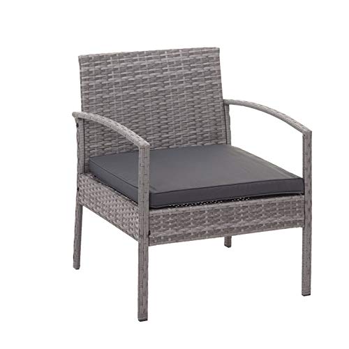Mendler Poly-Rattan Garnitur HWC-F56, Balkon-/Garten-/Lounge-Set Sitzgruppe - grau, Kissen dunkelgrau – Bild 4