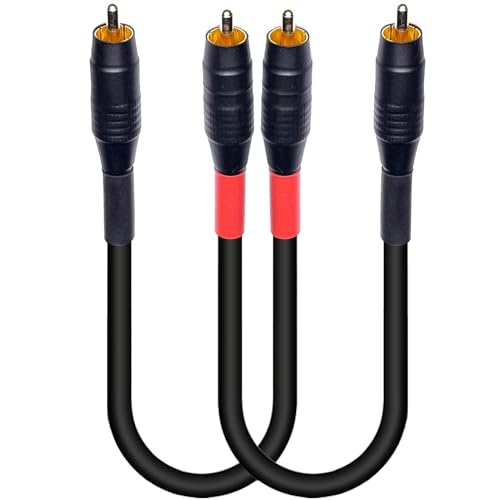 ukiism 14AWG RCA Cable Heavy Duty Waterproof, Phone Male to Male Stereo Audio Cable for Subwoofer/amp/HiFi & Home Cinema/Blu-ray/Speakers/TV-2 Pack/1FT