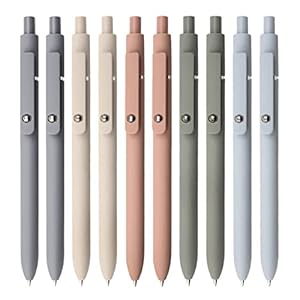 UIXJODO Gel Pens, 10Pcs 0.5mm Black Ink Pens Fine Point Smooth Writing Pens, High-End Series Retractable Pens for Journaling Note Taking, Cute Office School Supplies Gifts for Women (10 Pcs Morandi)