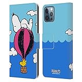 head case designs licenza ufficiale peanuts snoopy & woodstock palloncini metà e risate custodia cover in pelle a portafoglio compatibile con apple iphone 12 / iphone 12 pro