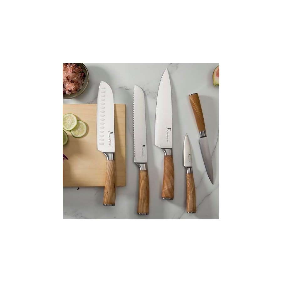 Natura-Series-8-PCS-Knife-Block-Set-Ultra-Sharp-High-Carbon-Stainless-Steel-with-Wooden-Handle Kangdelun Natura Series 8 PCS Knife Block Set, Ultra Sharp High Carbon Stainless Steel with Wooden Handle
