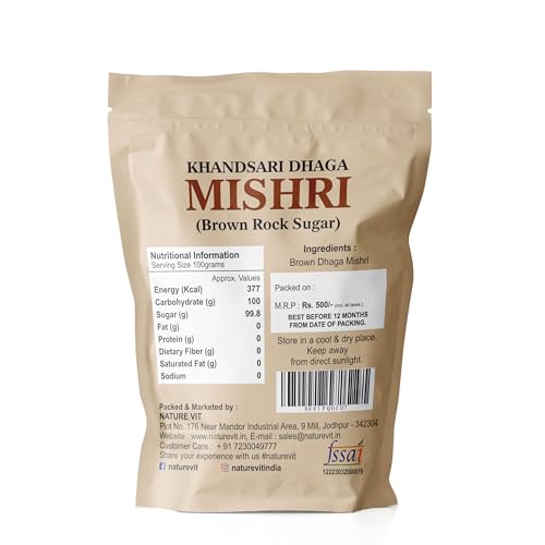 Image of NatureVit Khandsari Dhaga Mishri 1 Kg | Pure Threaded Rock Sugar | Traditional Brown Mishri Candy for Pooja & Wellness