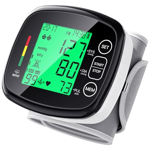 Blood Pressure Monitor for Home Use,Wrist Blood Pressure Machine Automatic Digital LCD Display Blood Pressure Machine Adjustable Wrist Cuff 5.3-7.67″ 99×2 Sets Memory with Carrying Case for Home Use