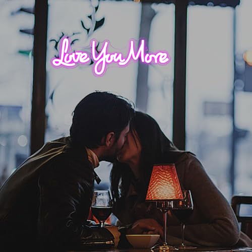 Love You More Neon Signs for Wall Decor, Love Neon Sign for Girls Bedroom Decoration, USB Powered LED Neon Light Sign for Wedding Party Birthday Valentine's Day Gift - Image 4