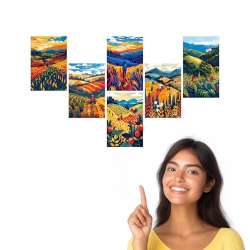 Image of SiddArtify Vibrant Sunset Landscape Art Print Set - Set of 2-4x6 Inch - Board (Pack of 6) - Sticker (Pack of 6) Wall Room Decoration art Poster Prints