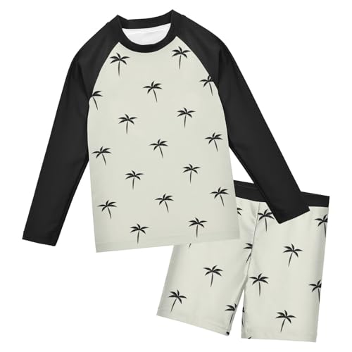 Boys Rash Guard Set Palm Trees Piece UP50+ Swim Set for Boys 3T-10T