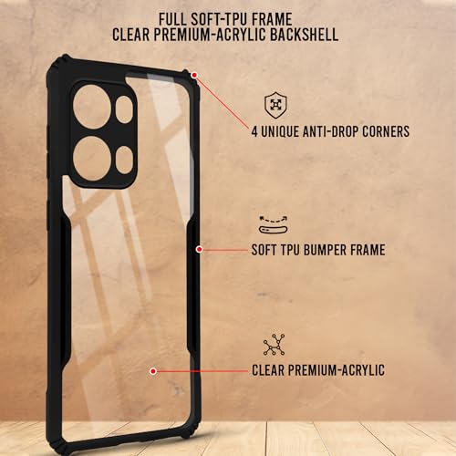 Image of Jkobi Back Cover Case for Oppo Reno13 Pro 5G | Oppo Reno 13 Pro 5G (Shockproof with Polycarbonate Clear Panel | Professional Black)