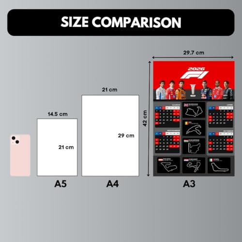 Image of Funk You Store Split Design Formula 1 Posters | Poster 3 A3 Sized Car Posters for Wall | Large Size (89 x 42 cm) F1 Poster for Wall | F1 (F1 Calender 2026) (B 040)