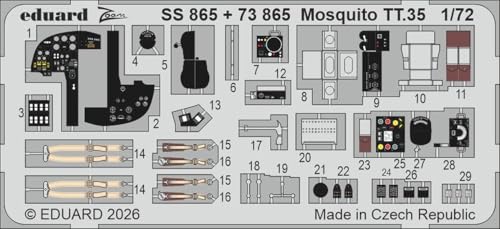 エデュアルド 1/72 ズーム D.H.モスキート TT.35 エッチングパーツ (エアフィックス用) プラモデル用パーツ EDUSS865 (飛行機)