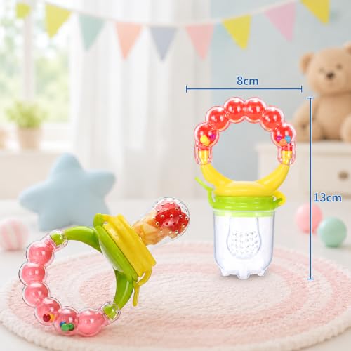 Image of Wishkey Food Nibbler teethers for 6 to 12 Months Baby Fruit Feeder BPA Free Silicone Nibbler Anti-Choking Baby Feeding Teether Fruit & Vegetable Feeder for Infants & Toddlers Multicolor