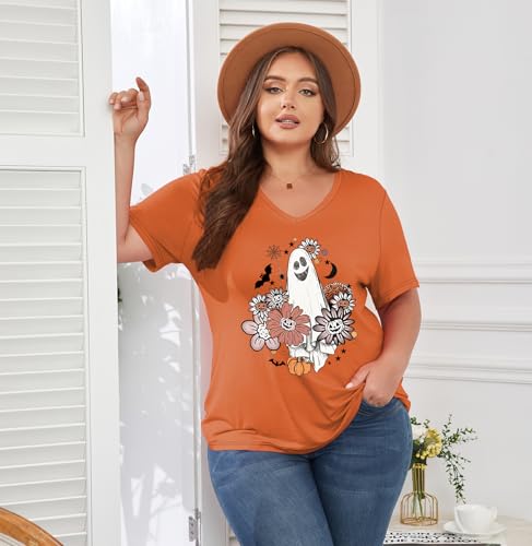 Image of ForHailey Women's Plus Size Short Sleeve Tee Shirt V Neck Basic Ladies Loose Fit T Shirt 1X-5X