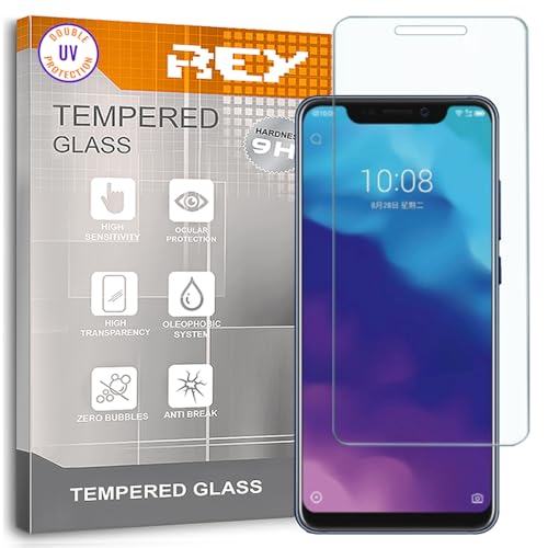 REY Protector de Pantalla para ZTE AXON 9 Pro, Cristal con Doble Protección UV, Vidrio Templado Premium 9H+