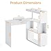 HolaiNail Manicure Table, L-Shaped Nail Tech Desk with Dust Collector, Reversible Rotating Table & Storage Shelf, Acetone Resistant Beauty Salon Station, White