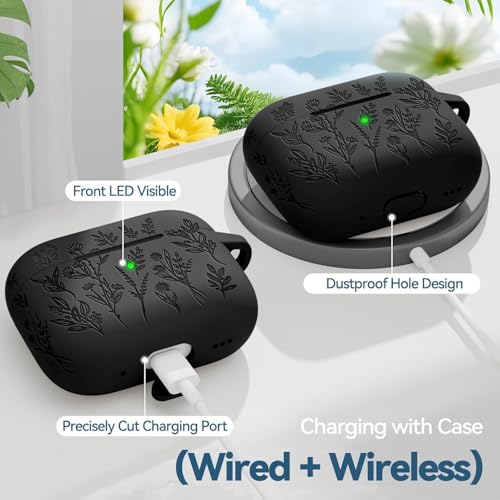 Image of for Airpods Pro 3 Case, Flower Engraved Cases for Apple AirPods Pro 3rd Generation 2025, Soft Silicone Cover for Men Women Girly with Cleaning Kit & Keychain, Anti-Scratch, Shockproof
