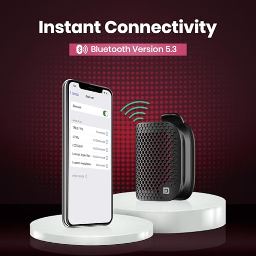Portronics Talk Five 3W Wearable Bluetooth Speaker with Mic, Spring Clip-On, Upto 10Hours Playtime, IPX5 Water/Dust Resistant, Bluetooth 5.3v, Big Buttons, Portable Speaker with Microphone (Black) 4 41T6YXRNGLL