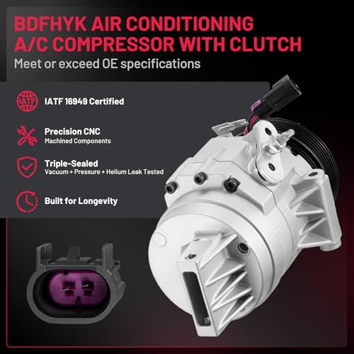 BDFHYK 68649 Air Conditioning A/C Compressor with Clutch Compatible with Ford Fusion V6 3.5L 2010-2012, Compatible with Lincoln MKZ V6 3.5L 2007-2012