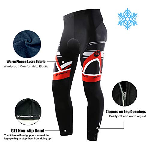 Sponeed Bicycle Clothing Set Thermal Fleece Cycling Tights Warm Road Bike Riding Clothes Us M Red White #TOP3