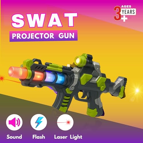 Image of Gooyo GY-7037 Projector Toy Gun with 3D Multi Projections, Vibrant Light & Sound Effects | Toy Gun for Kids | Musical Toy Gun | Multi Color | 3xAA Battery (Not Included)