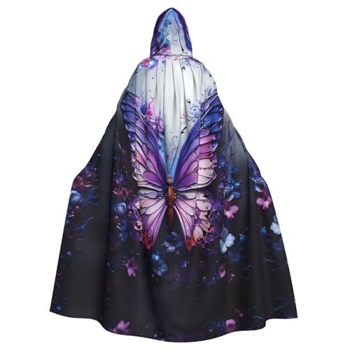 Cape à capuche adulte pour festivals et soirées déguisées motif papillon
