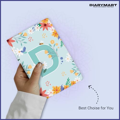 Image of Initial D Premium Soft Bound Notebook Diary for Girls and Women (B6, 90 GSM, 160 Ruled Pages) Floral Design Notebook Journal Diary
