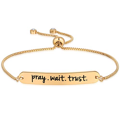 Pray Wait Trust Bracelet, Prayer Gift for Women, Christian Gift, Spiritual Gift, Religious Jewelry, Prayer Reminder Gift, Pray Always, Trust in God