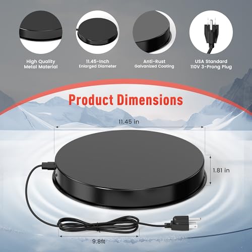 Chicken Water Heater for Winter, 110W Heated Poultry Waterer Base with Thermostat, 11 Inch Poultry Winter Deicer Heated Base with 9.8ft Power Cord, 2PCS (Black)