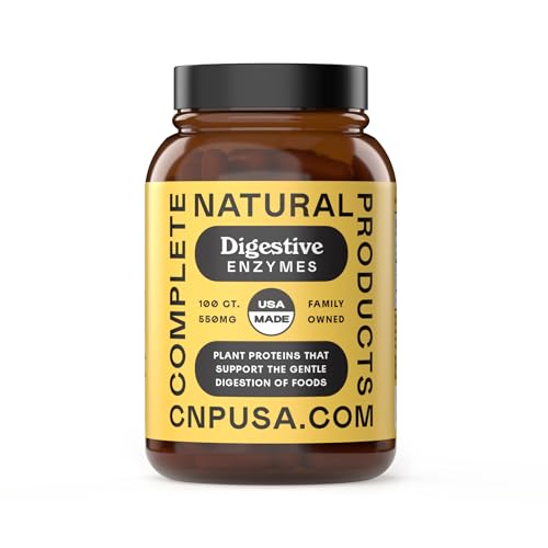 Complete Natural Products Digestive Enzyme Capsules, 550mg, 100ct | Plant-Based Formula, Organic Capsule Shell, Supports Digestive Balance & Nutrient Absorption