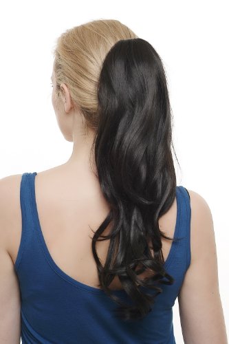 Hairpiece PONYTAIL extension VERY long wave wavy soft curls BLACK SA07-2, black (2)
