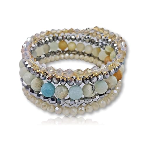 Image of MGR MY GEMS ROCK! Beaded Multi Strand Multi Color Crystal Memory Wire Bracelet, Multi Strand Wrap Bracelet or Stacked Bracelet crystal