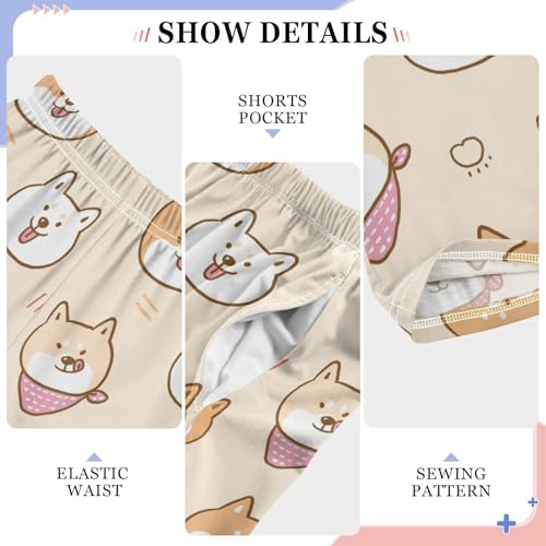 Boys' Pants Cute Shiba Inu Dogs Face Long Bottoms Jogger Pants Elastic Waist Trousers with Pockets S-XL4