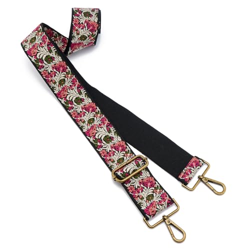 Image of ZOOEASS Bronze Buckles Purse Strap, 2 inch Wide Crossbody Handbag Strap Adjustable Replacement Shoulder Strap Vintage Embroidery